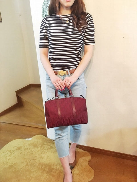 OLD Dior トロッター柄 定番ボストン（赤・中）