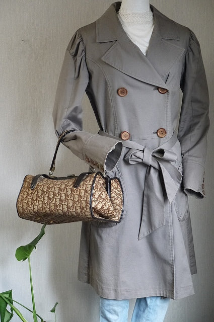 OLD Dior　トロッター柄がま口ボストン（茶）