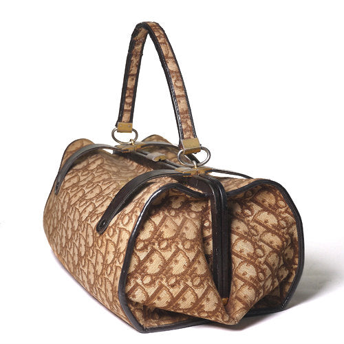 OLD Dior　トロッター柄がま口ボストン（茶）