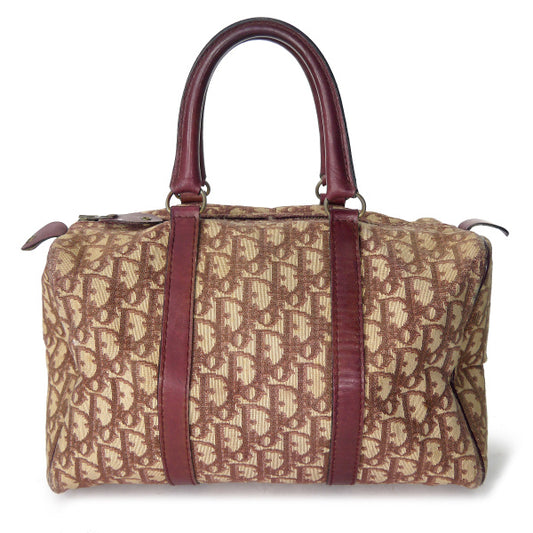 OLD Dior　トロッター柄 定番ボストン（赤/中/定番ライン）