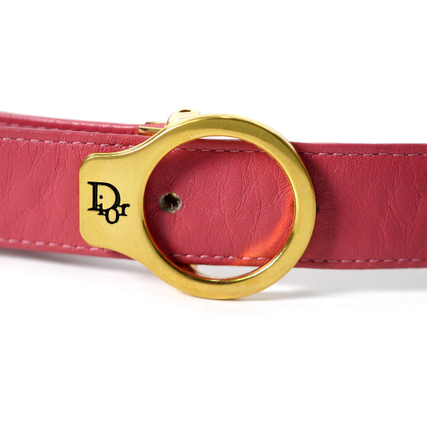 OLD Dior ロゴバックル本革ベルト（ピンク）