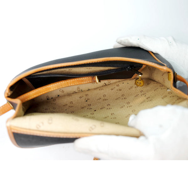 OLD Dior　異素材コンビ バイカラーショルダー(黒×キャメル）