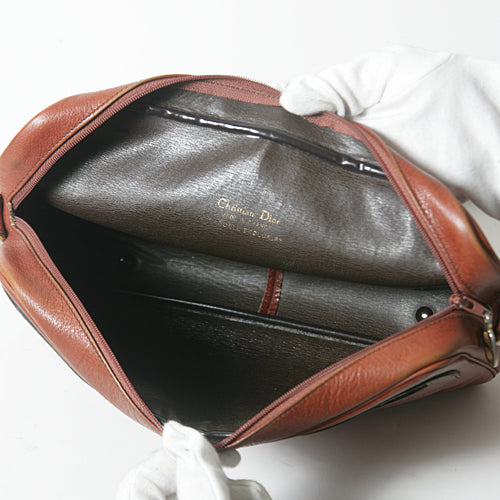 Old Dior　総革トロッター柄ショルダー（茶）