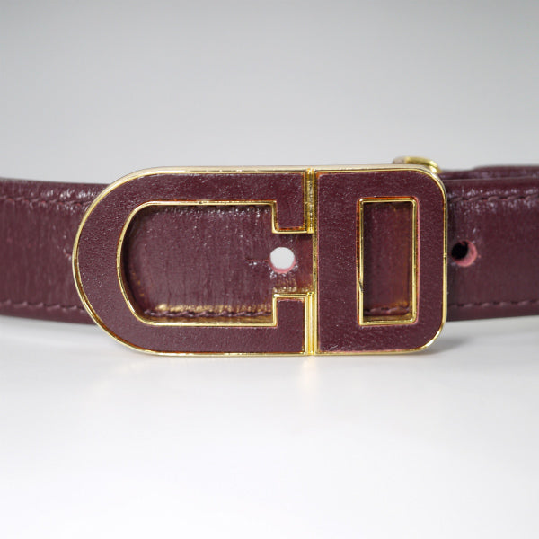 Old Dior　ロゴバックル レザーベルト（ボルドー）