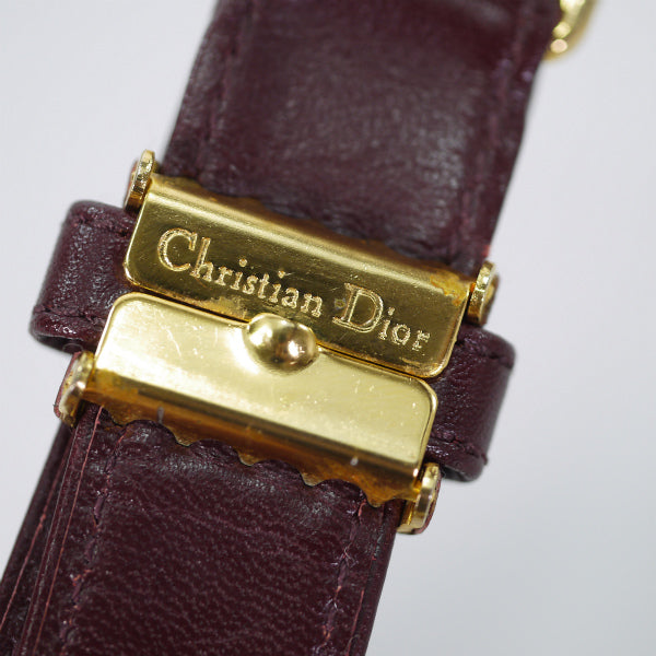 Old Dior　ロゴバックル レザーベルト（ボルドー）