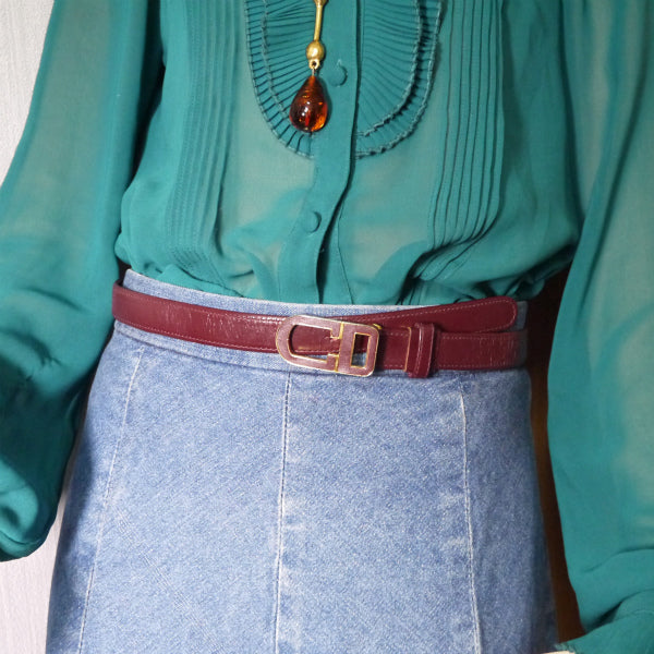 Old Dior ロゴバックル レザーベルト（ボルドー） – Vintage Shop Rococo
