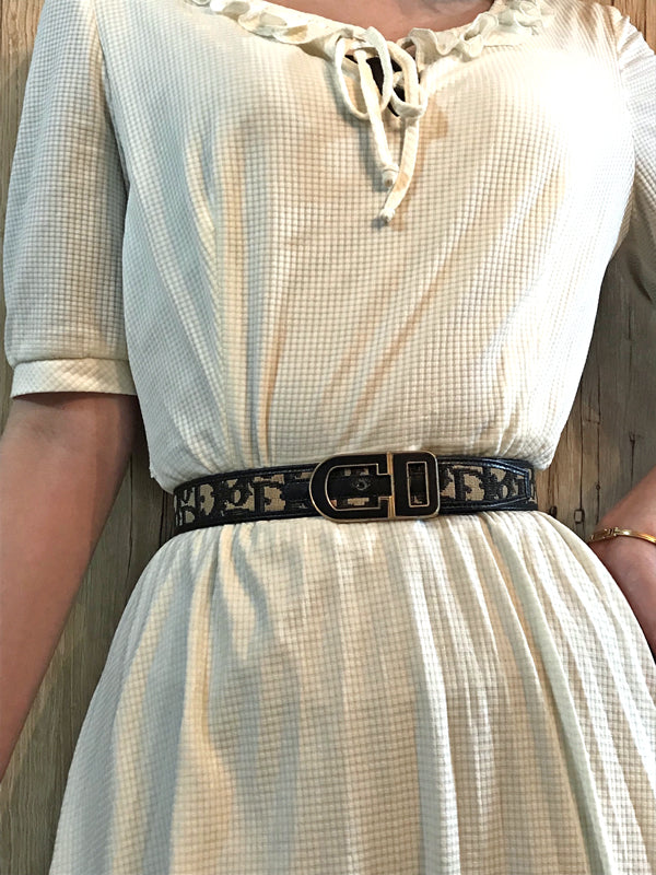 Old Diorロゴバックル トロッター柄ベルト（紺）