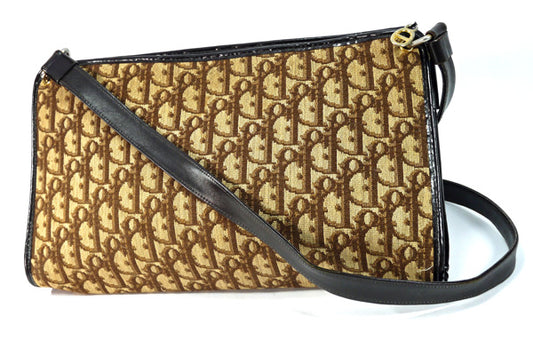 Old Dior トロッター柄スクエアワンショルダー（茶系）