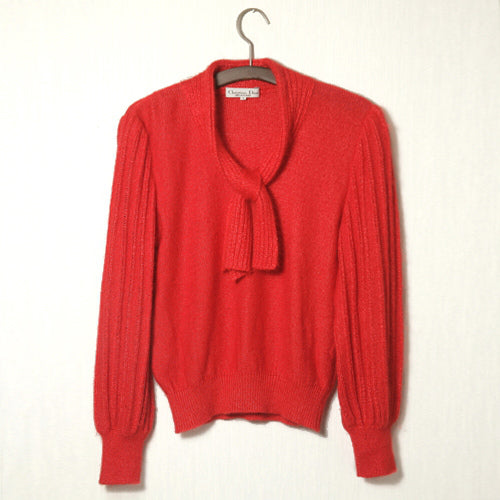 Christian Dior 赤リボンニット