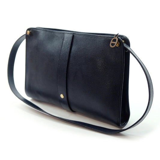 Old Dior 総革スクエア シンプルショルダー（紺）