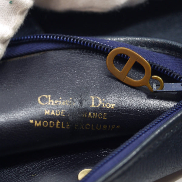 Old Dior 総革スクエア シンプルショルダー（紺）