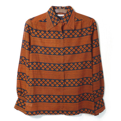 OLD Dior　ボーダー×CD柄ブラウス（テラコッタ）