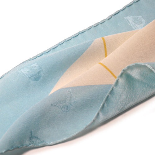 OLD Dior　チェック×バタフライ大判スカーフ（水色）