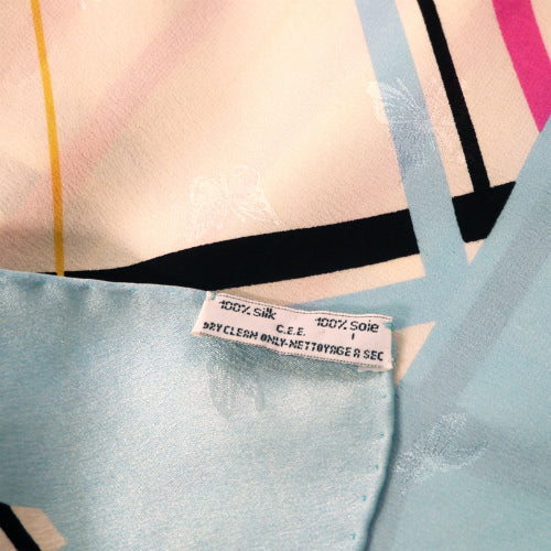 OLD Dior　チェック×バタフライ大判スカーフ（水色）