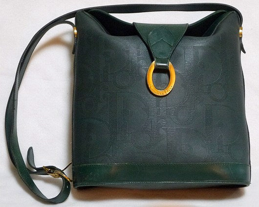 Christian Dior　バケツ型斜めがけショルダー(緑)