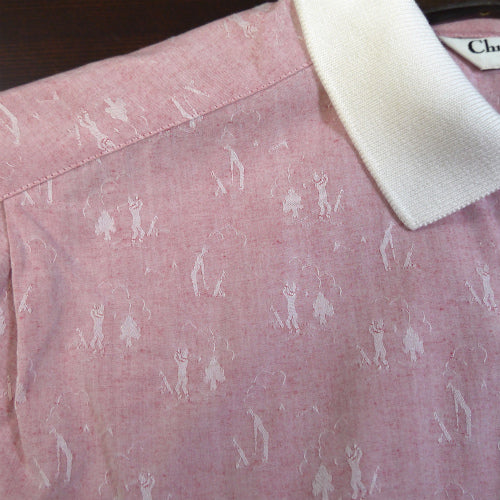 Christian Dior　半袖ブラウス（ゴルフ柄・ピンク）