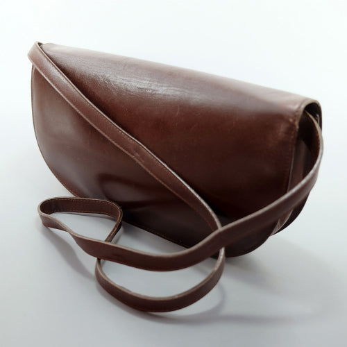 Old Dior　クロコ型押しコンビ半円ショルダー（茶）