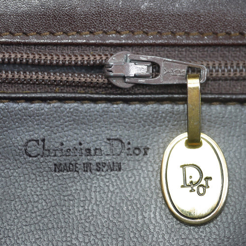 Old Dior　クロコ型押しコンビ半円ショルダー（茶）