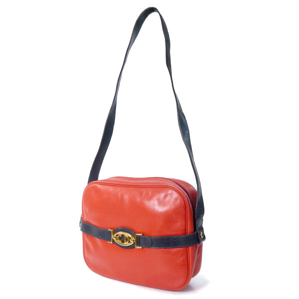 Old Dior　ベルトデザイン総革CDロゴショルダー（赤）