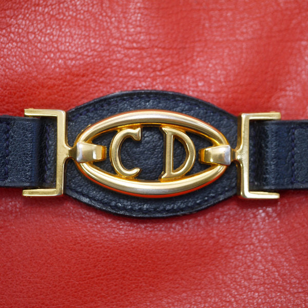 Old Dior　ベルトデザイン総革CDロゴショルダー（赤）