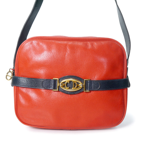 Old Dior　ベルトデザイン総革CDロゴショルダー（赤）