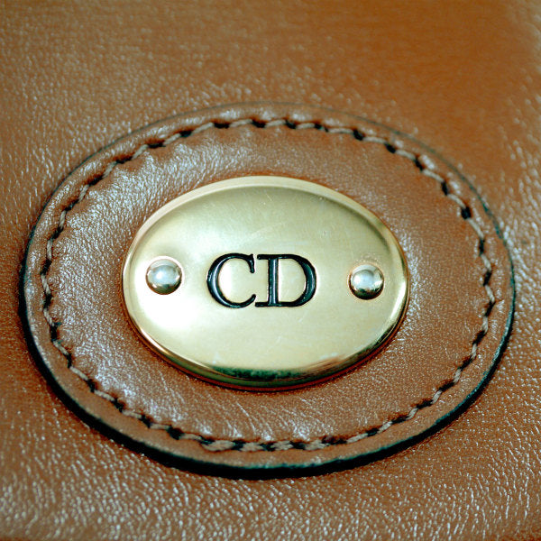 Old Dior　バイカラー総革ラウンドショルダー（緑×キャメル）