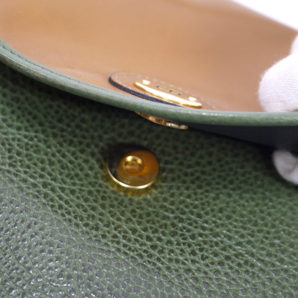 Old Dior　バイカラー総革ラウンドショルダー（緑×キャメル）