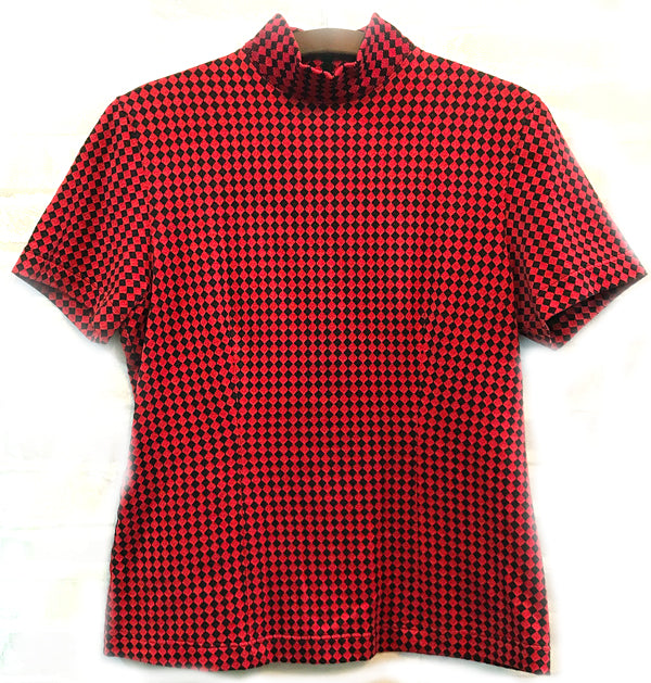 Old Dior ダイヤ柄ハイネックＴシャツ（赤）