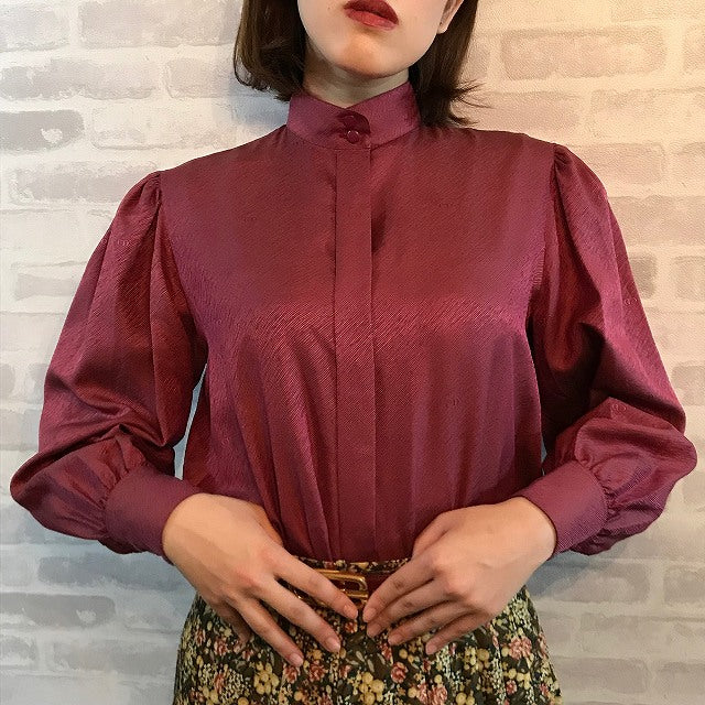 Old Dior ハイネック葡萄色シルクブラウス