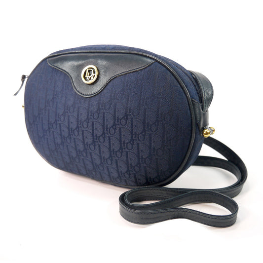 Old Dior　トロッター柄ラウンドミニポシェット（紺）
