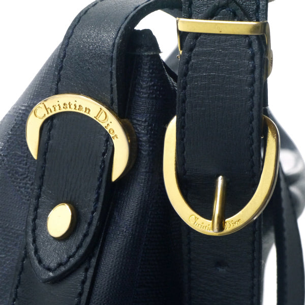 OLD Dior オーバルロゴ金具トロッター柄ショルダー（濃紺）