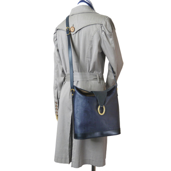 OLD Dior オーバルロゴ金具トロッター柄ショルダー（濃紺）