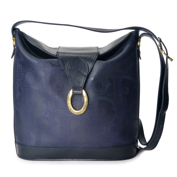 OLD Dior オーバルロゴ金具トロッター柄ショルダー（濃紺）