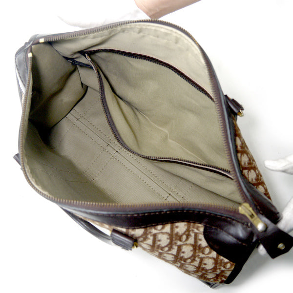 OLD Dior トロッター柄スクエアボストンバッグ（茶）