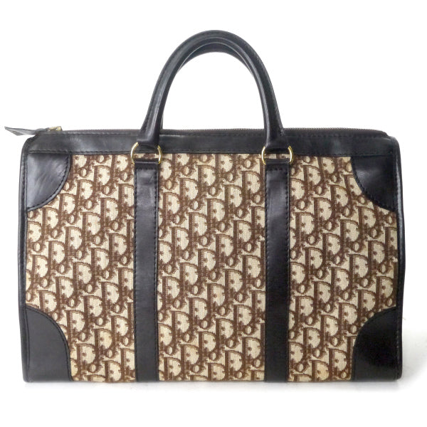 OLD Dior トロッター柄スクエアボストンバッグ（茶）