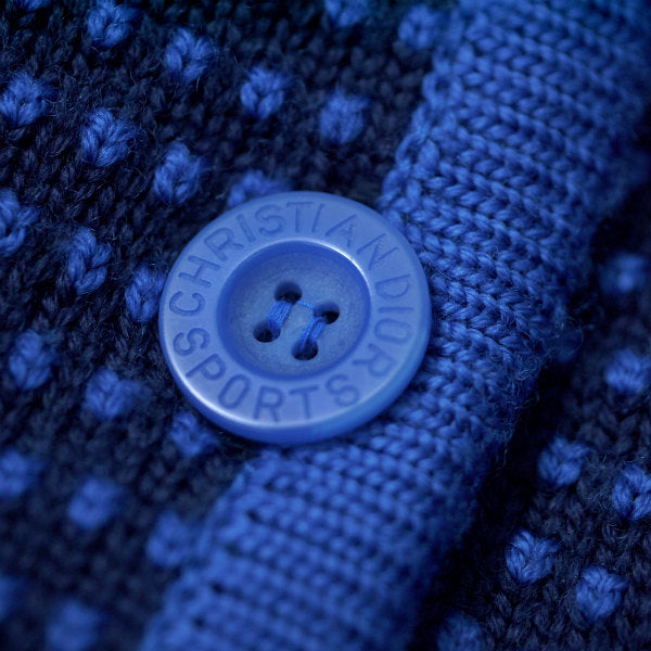 Old Dior 刺繍柄ウールニットカーディガン（青系）