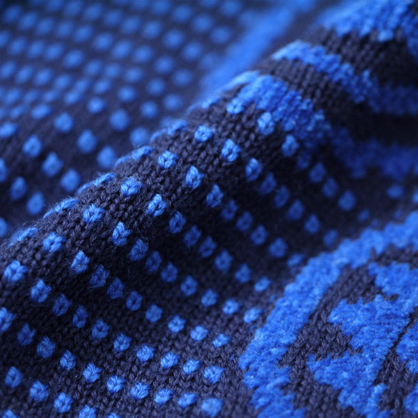 Old Dior 刺繍柄ウールニットカーディガン（青系）