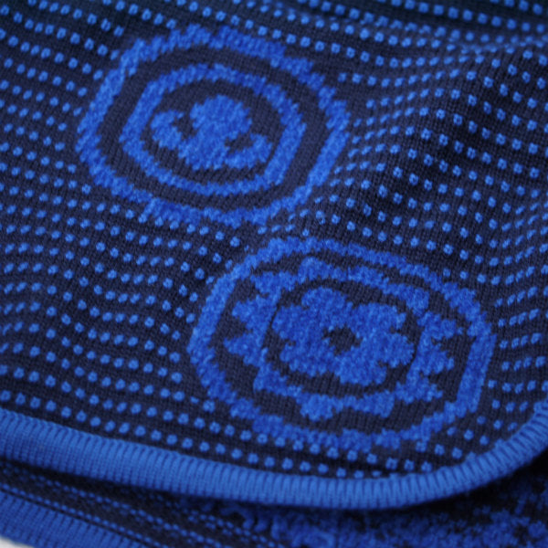 Old Dior 刺繍柄ウールニットカーディガン（青系）