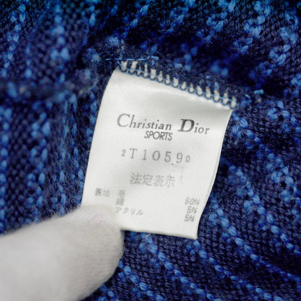 Old Dior 刺繍柄ウールニットカーディガン（青系）