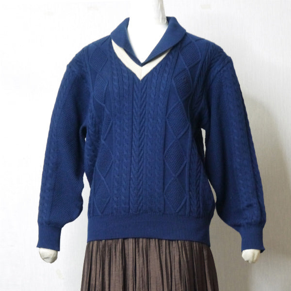 Old Dior ケーブル編みウールニット（青系）