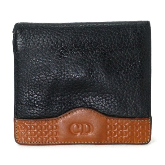 OLD Dior エンボスCDロゴレザー折り財布（黒・茶）