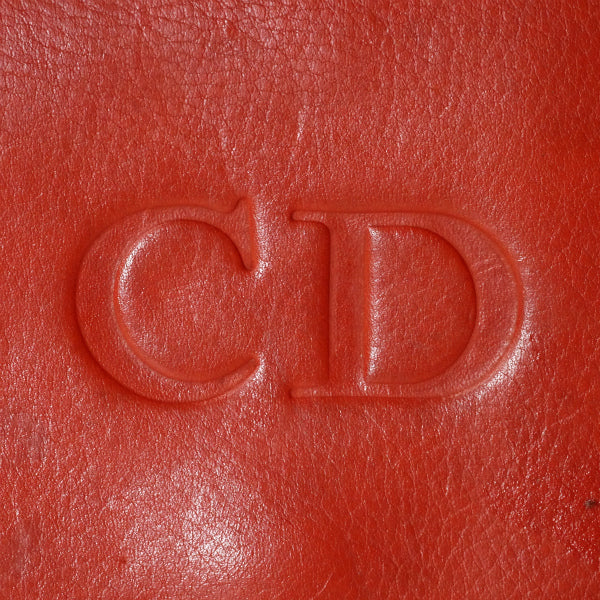 OLD Dior　エンボスCDロゴレザー折り財布（赤/紺）