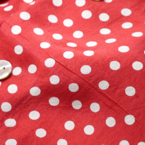 Old Dior　リボン付きドット柄シルクブラウス （赤）