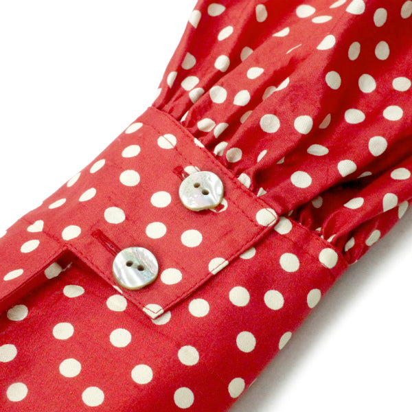 Old Dior　リボン付きドット柄シルクブラウス （赤）