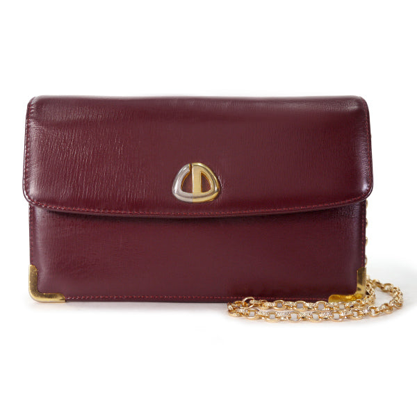 OLD Dior 総革CDロゴ2WAYチェーンバッグ（ボルドー）