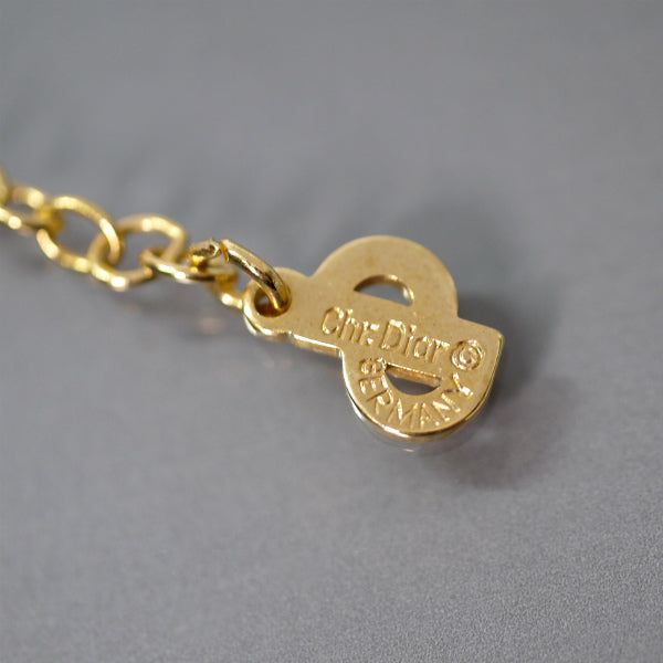 C.Dior　ジルコニア×ブラックCDモチーフネックレス（ゴールド）