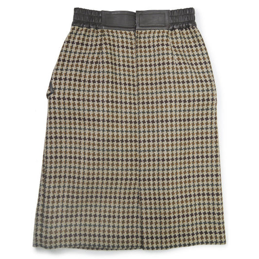 Old Dior 千鳥格子柄ツイード タイトスカート（茶系）