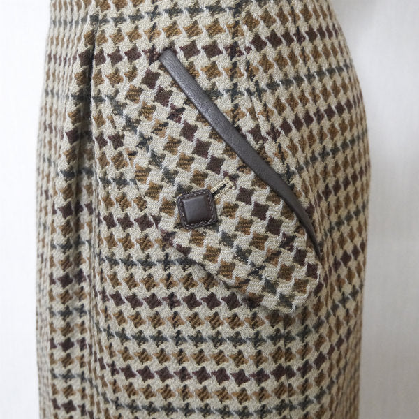 Old Dior 千鳥格子柄ツイード タイトスカート（茶系）