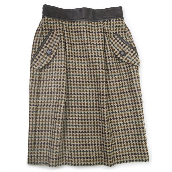 Old Dior 千鳥格子柄ツイード タイトスカート（茶系）