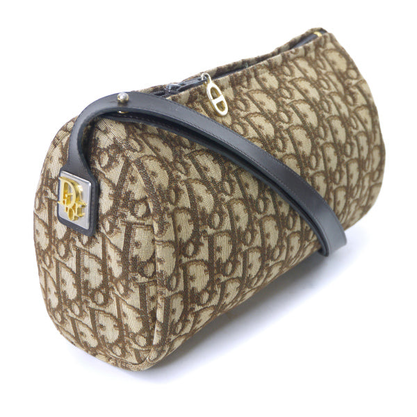 Old Dior　トロッター柄 筒型2WAYバッグ（茶）